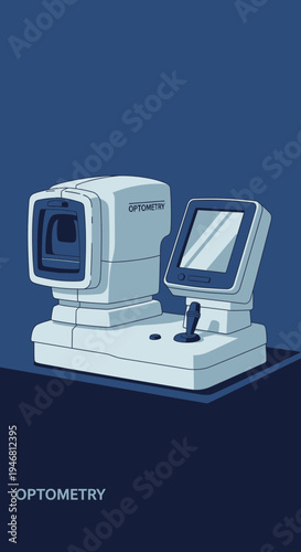 Modern Optometry Equipment Illustration: Visual Representation of Eye Care Technology and