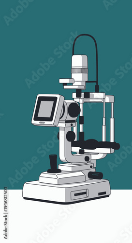 Modern Ophthalmic Slit Lamp Illustration Depicting Visual Examination in Contemporary Ophthalmology