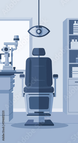 Modern Ophthalmology Clinic Interior Depicting Eye Care Examination and Vision Testing