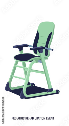 Modern Pediatric Rehabilitation Chair: Innovative Design For Child Physical Therapy, Vector