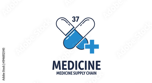 Modern Pharmaceutical Logo Depicting Healthcare, Medical, and Medicine Concepts Symbolized