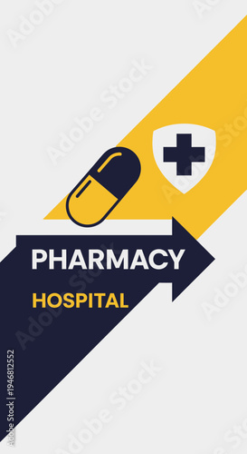 Modern Pharmacy And Hospital Icon Depicting Medicine, Healthcare, And Medical Assistance Symbolism