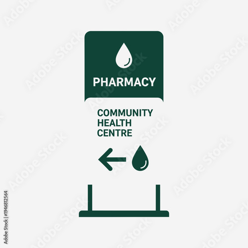 Modern Pharmacy And Community Health Centre Signage Guiding Patients To Their Destinations