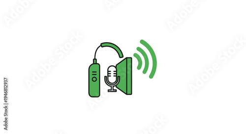 Modern Podcast Audio Transmission Illustration Representing Sound Communication Technology