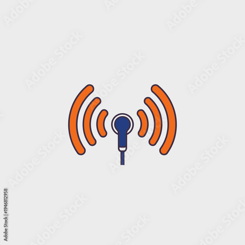 Modern Podcast Logo Depicting Audio Transmission Waves for Digital Broadcasting Content