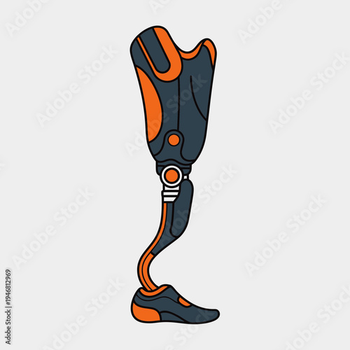 Modern Prosthetic Leg Design: A Vibrant Illustration Depicting Advanced Mobility Technology