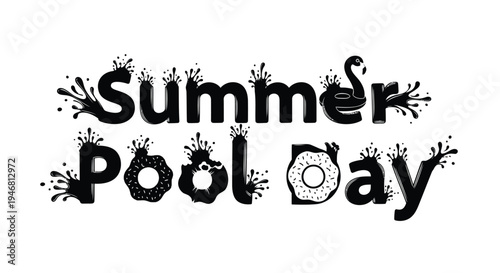 Summer Pool Day typography vector illustration