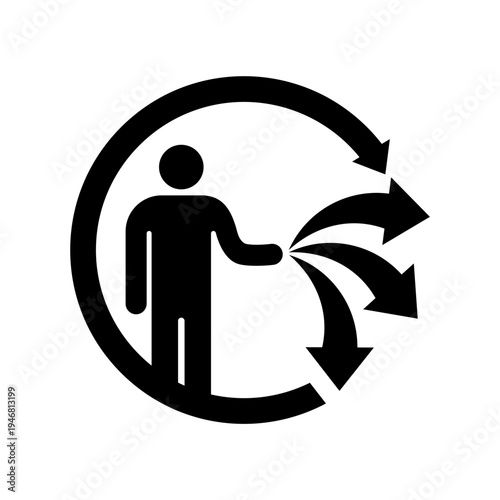 round separating sorting recyclables and waste logo symbol icon for packaging vector isolated on transparent background