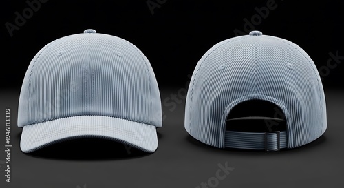 Mockup of a light blue color corduroy cap