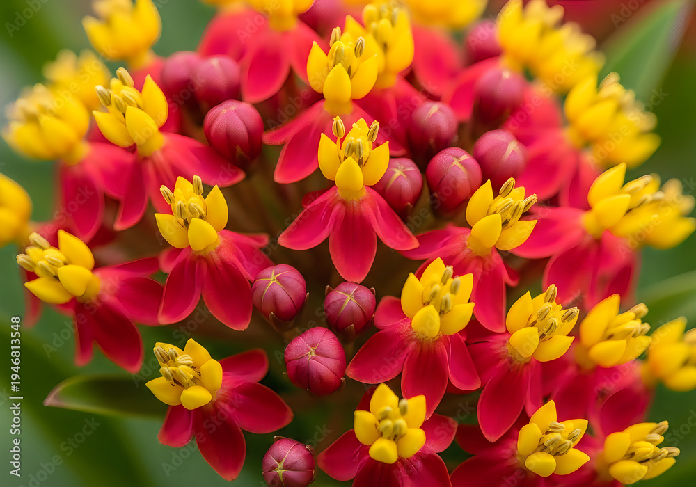 Fototapeta premium A vibrant garden filled with a diverse array of colorful flowers and lush green foliage.