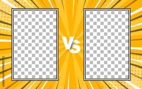 Versus pop art background template for cartoon comic book pages or posters. Vector illustration.