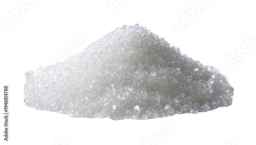 Foto Isolated sparkling heap of pure white crystalline granulated sugar, sweetening i