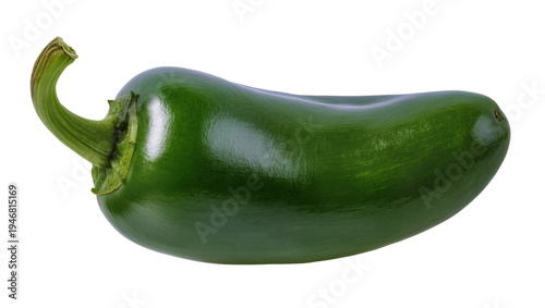 Quadro em tela Isolated fresh vibrant green glossy ripe whole jalapeño pepper, perfect for culi