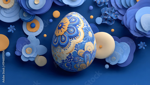colorful paint ester egg icon 3d render 