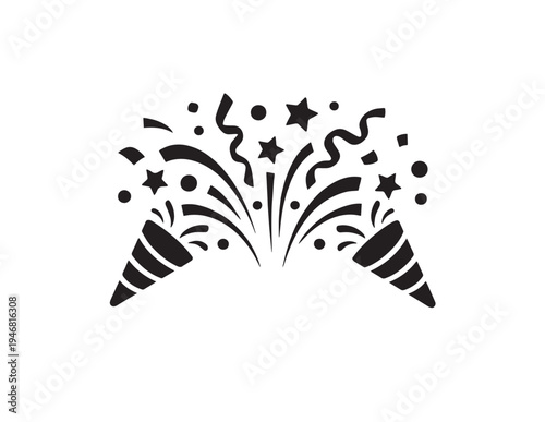 Abstract black and white illustration with geometric shapes and stars Vector