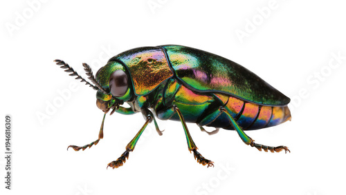 Fotografía Isolated vibrant iridescent jewel beetle showcasing its stunning metallic colors