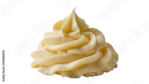Photography Isolated delicious piped light yellow cream or vanilla frosting dollop for desse