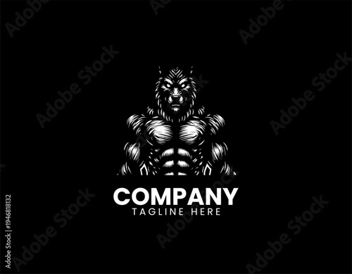 Aggressive werewolf monster black vector logo illustration isolated on white background