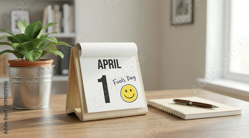 Wallpaper Mural Desk calendar showing April 1 with fools day note and smiley face Torontodigital.ca