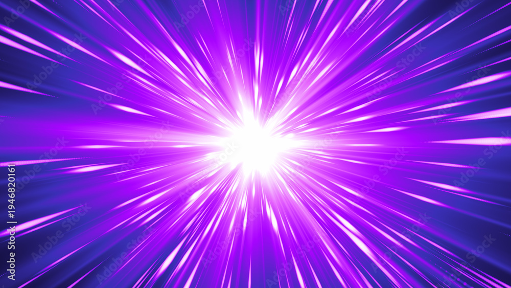 Fototapeta premium 紫色の輝く光の集中線のエフェクト背景