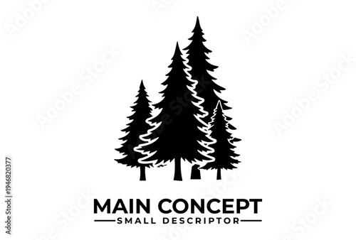 Logo featuring three coniferous trees with a natural, earthy feel on a white background for International Day of Forests.
