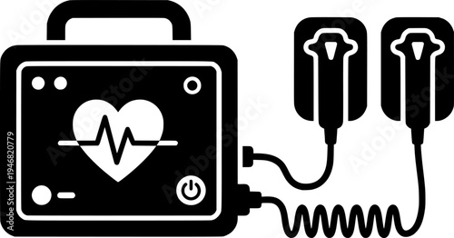 Defibrillator Black Silhouette Vector Illustration defibrillator, silhouette, vector, illustration, black, medical, emergency, nubes, attack, cardiac, nailing, shock, electric, device, cpr, resuscitat