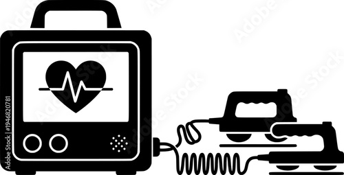 Defibrillator Black Silhouette Vector Illustration defibrillator, silhouette, vector, illustration, black, medical, emergency, nubes, attack, cardiac, nailing, shock, electric, device, cpr, resuscitat
