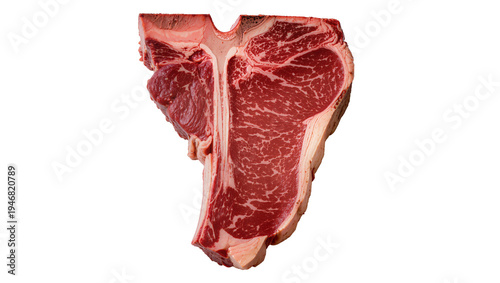 Fotografie Isolated premium raw T-bone steak cut ready for grilling, showcasing high-qualit