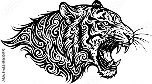 Wallpaper Mural Roaring Jaguar Head Tattoo Style Silhouette Vector
 Torontodigital.ca