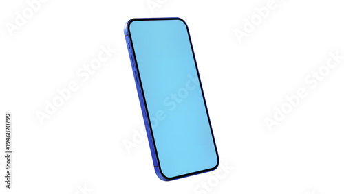 Valokuva Isolated sleek modern blue smartphone with blank light blue screen for display m