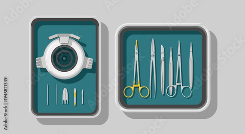 Modern Surgical Equipment Trays: Sterile Instruments and Cutting-Edge Medical Technology