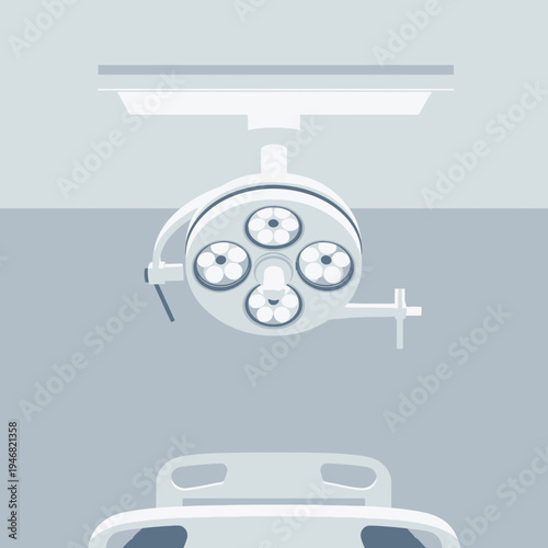 Modern Surgical Illumination System for Operating Rooms: Clean Vector Illustration Design