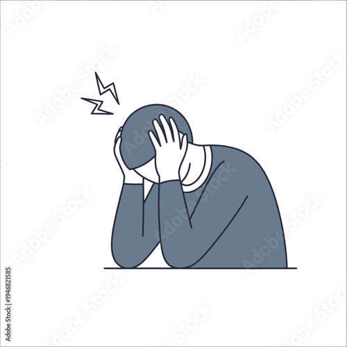 Person experiencing stress and anxiety, holding head with hands and showing signs of discomfort and mental distress