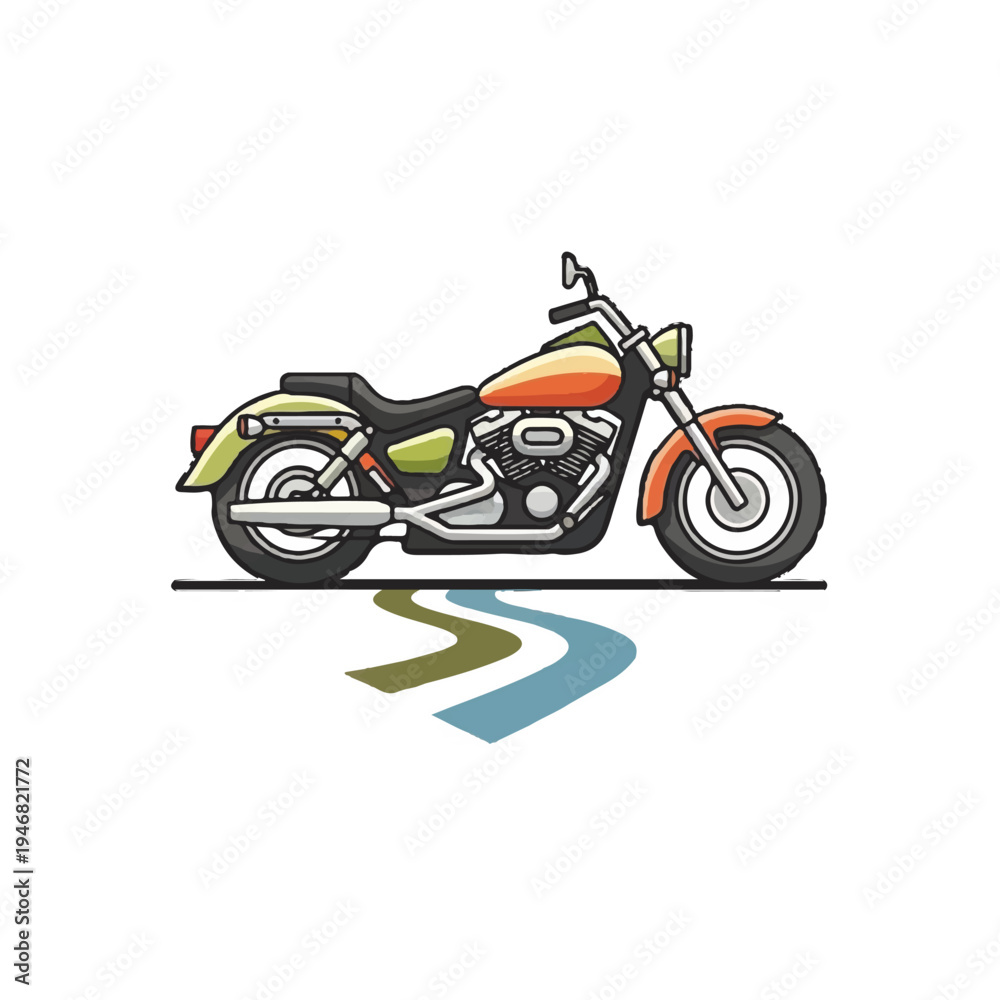 Obraz premium Motorcycle illustration on wh...
