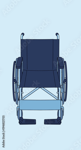 Modern Wheelchair Illustration Depicting Mobility, Healthcare, Accessibility, and Assistance