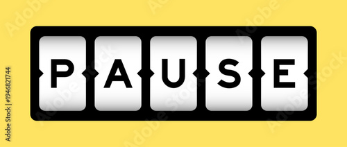 Black color in word pause on slot banner with yellow color background