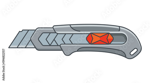 Modern vector illustration of a utility knife, perfect for DIY, craft, office, and construction projects. Clean, simple design for icons, web, and print.