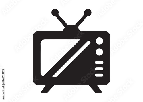 television logo silhouette vector, Vintage retro antenna television logo silhouette vector illustration, old tv logo, box tv logo, tv retro logo silhouette design on white background