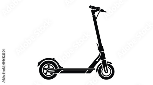 Modern electric scooter silhouette vector illustration, ideal for urban mobility concepts, eco-friendly transport, and technology designs. Clean, minimalist graphic for web and print.