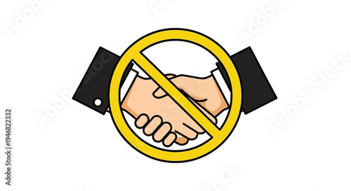 No Contact Sign Depicting Handshake Prohibition to Express Refusal or Restriction