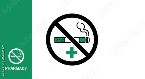 No Smoking Sign With Plus Symbol In Pharmacy Promoting Health Awareness