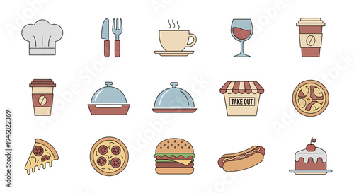 Aesthetic Vector Graphics of Food Items, Beverages and Culinary Elements for Design