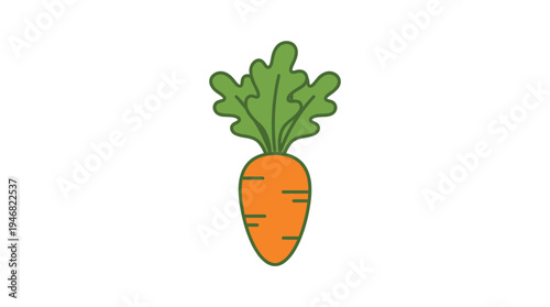 Vibrant cartoon carrot vector for healthy eating, children's content, and food apps. A fresh, playful, simple design promoting nutrition and wholesome food.