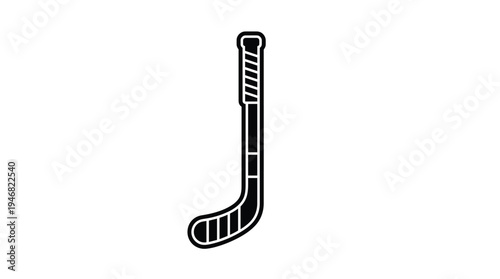 This clean, versatile black vector hockey stick icon is perfect for illustrating sports equipment, games, apps, branding, or graphic design projects.