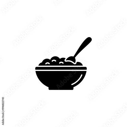 Simple Icon of a Bowl with Spoon and Food