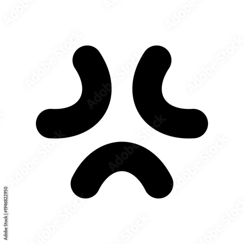 怒りの漫符シルエットアイコン 漫画のイライラ感情表現シンボル ベクター素材 / Angry comic symbol silhouette manga emotion mark vector