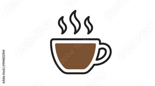 A simple, warm coffee cup icon with rising steam, ideal for cafes, menus, websites, and app interfaces. Conveys comfort, energy, and a welcoming atmosphere.
