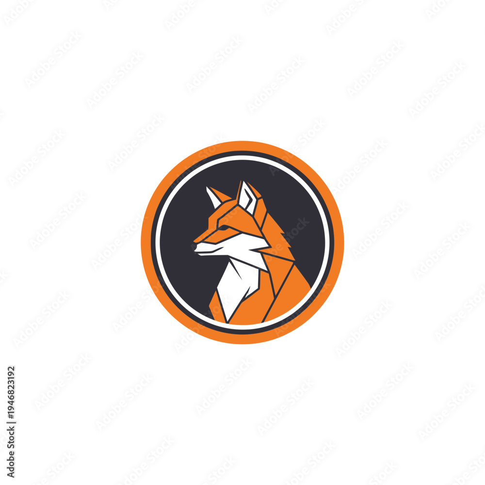 Obraz premium Geometric Fox Head Inside Circle Illustrating Cleverness And Wildlife Symbolism In Design