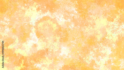 イエローオレンジ水彩テクスチャ背景 柔らかなにじみの抽象ペイントアート背景素材 / Yellow orange watercolor texture soft abstract painted background