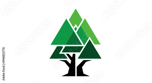 Geometric Tree Illustration Depicting Nature's Harmony and Modern Abstract Design
